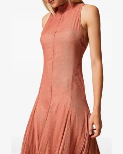 Gepunktetes Tüllkleid - Rosa