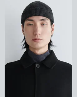 Gerippte Fisherman-Beanie Aus Woll-Baumwoll-Mix Grau