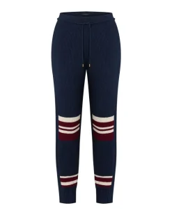Gerippte Jogginghose mit Streifen-Detail Black