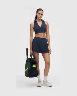 Gerippter Tennis-Longline-BH mit Kragen Mittlerer Halt für B/C-Cups für Frauen – Größe in Club Blue