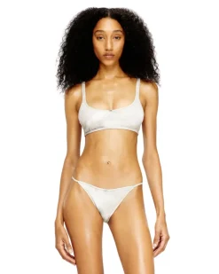 Geripptes Bikini-Oberteil mit Tarnmuster - BHs - Damen - Weiss