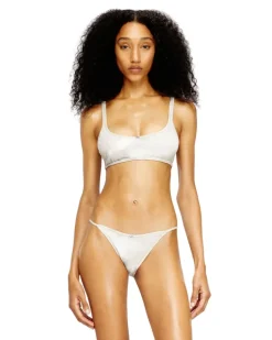 Geripptes Bikini-Oberteil mit Tarnmuster - BHs - Damen - Weiss