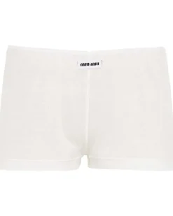 Gerippte Shorts - Weiß