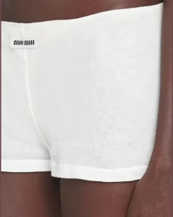 Gerippte Shorts - Weiß