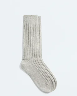 Gerippte Socken aus Kaschmir-Grau - Herren