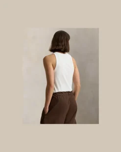 Geripptes Tanktop aus Baumwollstretch White