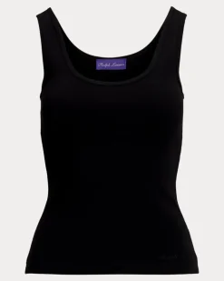 Geripptes Tanktop Ellis mit Baumwolle Black