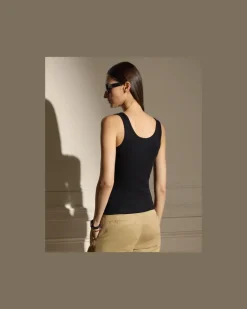 Geripptes Tanktop Ellis mit Baumwolle Black