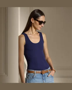 Geripptes Tanktop Ellis mit Baumwolle Blue