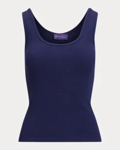 Geripptes Tanktop Ellis mit Baumwolle Blue