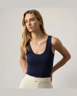 Geripptes Tanktop Ellis mit Baumwolle Blue