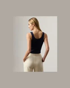 Geripptes Tanktop Ellis mit Baumwolle Blue
