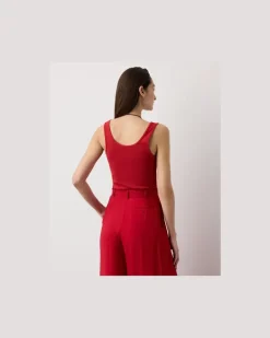 Geripptes Tanktop Ellis mit Baumwolle Red