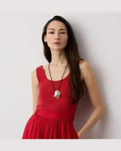 Geripptes Tanktop Ellis mit Baumwolle Red