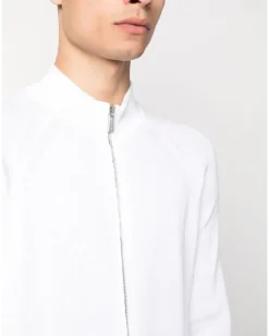 Gerippte Sweatshirtjacke - Weiß