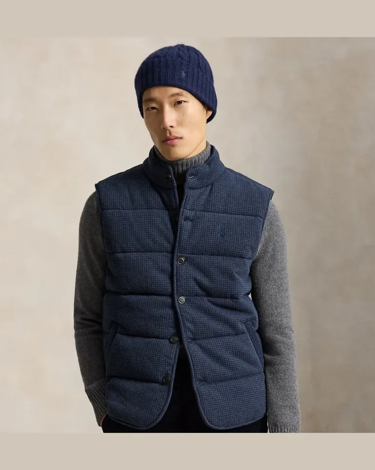 Gerippte Weste mit Hahnentrittmuster Blue