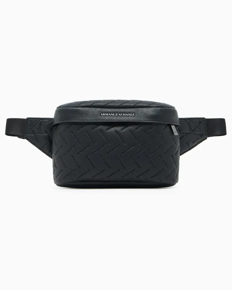 Gesteppte Gürteltasche mit verstellbarem Riemen Schwarz