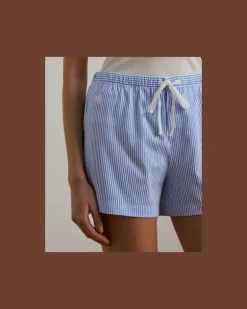 Gestreifte Pyjamashorts aus Baumwolljersey Blue