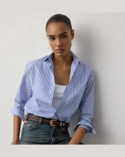 Gestreiftes Relaxed-Fit Hemd Adrien Blue