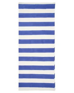 Gestreifte Tischdecke mit Block-Print - Weiß