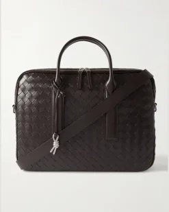 Getaway Intrecciato Leather Briefcase Brown