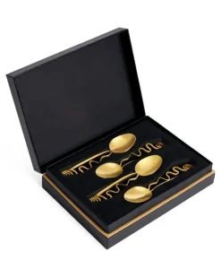 Goldfarbenes Löffel-Set mit Spiralgriff