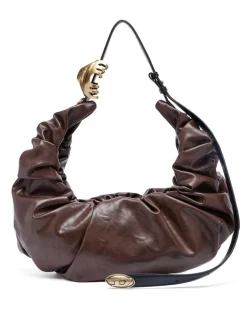 Grab-D-Große zerknitterte Hobo-Tasche - Schultertaschen - Damen - Braun