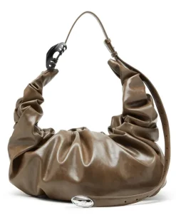 Grab-D-Große zerknitterte Hobo-Tasche - Schultertaschen - Damen - Beige
