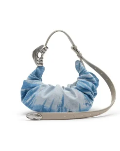 Grab-D-Scrunched Hobo-Tasche aus Satin-Denim - Schultertaschen - Damen - Blau
