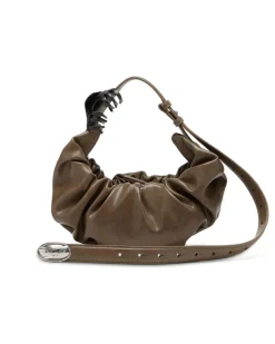 Grab-D-Small Hobo-Tasche mit gerafftem Design - Schultertaschen - Damen - Braun
