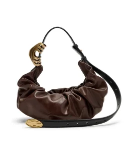 Grab-D-Small Hobo-Tasche mit gerafftem Design - Schultertaschen - Damen - Braun