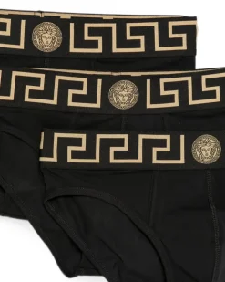 Greca Slips mit Medusa-Kopf (3er-Set) - Schwarz