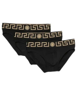 Greca Slips mit Medusa-Kopf (3er-Set) - Schwarz