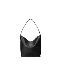 Große Leder-Beuteltasche Tasha Black
