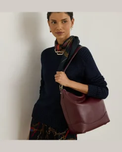 Große Leder-Beuteltasche Tasha Red