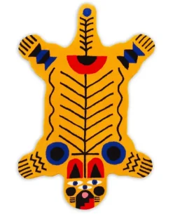Großer Oggian Italian Tiger Teppich (200cm x 128cm) - Gelb