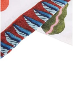 Große Turning Tulips Tischdecke aus Leinen - Weiß