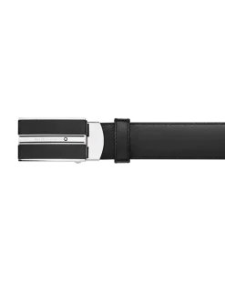 Gürtel Montblanc Plate mm mit Schiebeverschluss aus Leder - Schwarz - MB118421 - Gürtel