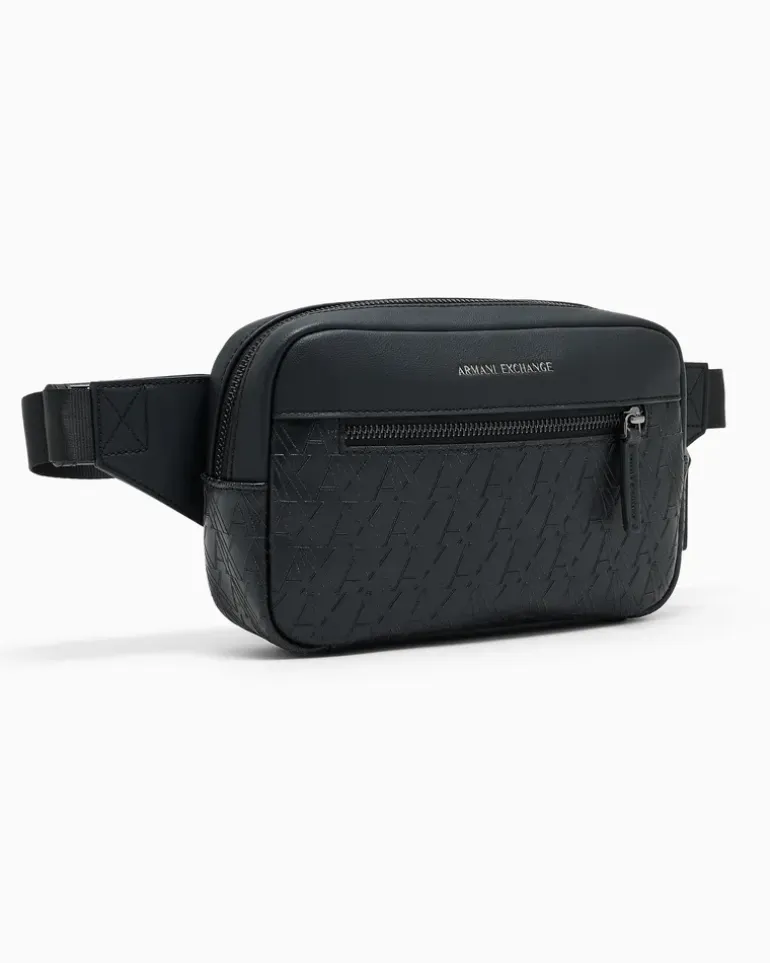 Gürteltasche mit Fronttasche und verstellbarem Riemen Schwarz