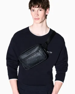 Gürteltasche mit Fronttasche und verstellbarem Riemen Schwarz