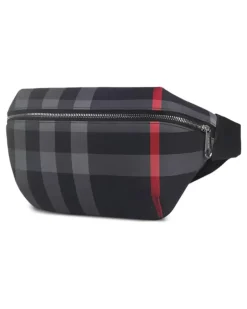Gürteltasche mit Karomuster - Schwarz