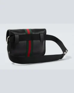 Gürteltasche Web Trademark Small aus Leder Schwarz