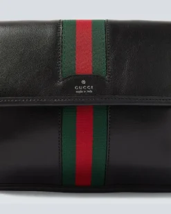 Gürteltasche Web Trademark Small aus Leder Schwarz