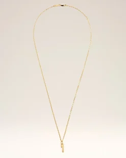 Halskette mit Anhänger aus goldfarbenem Messing mit geprägter „1“ Gelb Unisex