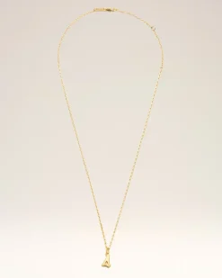 Halskette mit Anhänger aus goldfarbenem Messing mit geprägter „4“ Gelb Unisex