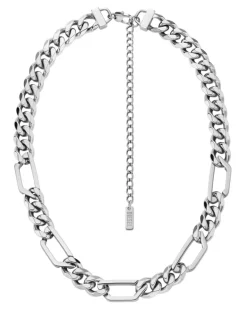Halskette mit Kettendesign aus Edelstahl - Halsketten - Unisex - Silber