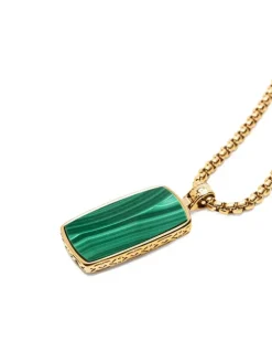 Halskette mit Malachit-Anhänger - Gold
