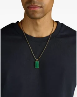 Halskette mit Malachit-Anhänger - Gold