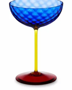 Handgeblasenes Murano-Champagnerglas - Blau
