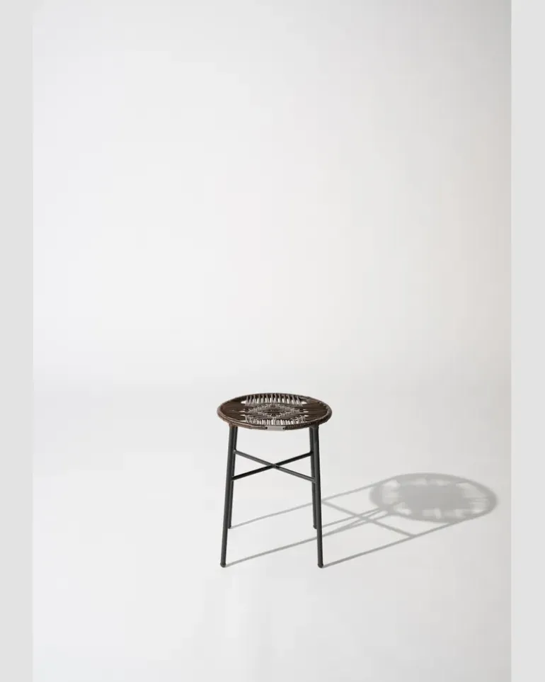 Handgeflochtener Hocker Braun